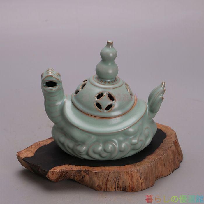 上品】宋汝窯青釉亀紋鉄胎薫炉 工芸品 美術品 置物zw427 - メルカリ