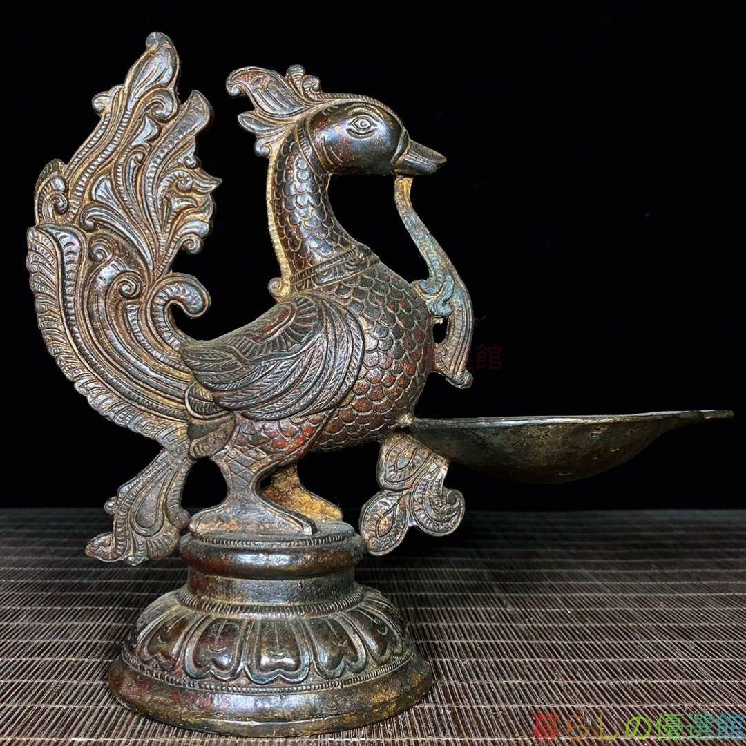 上品】銅製 鳳凰油灯 インテリア装飾 工芸品 美術品 置物zw427 - メルカリ