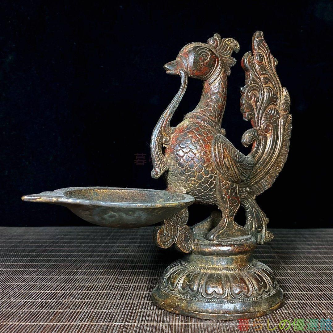 上品】銅製 鳳凰油灯 インテリア装飾 工芸品 美術品 置物zw427 - メルカリ