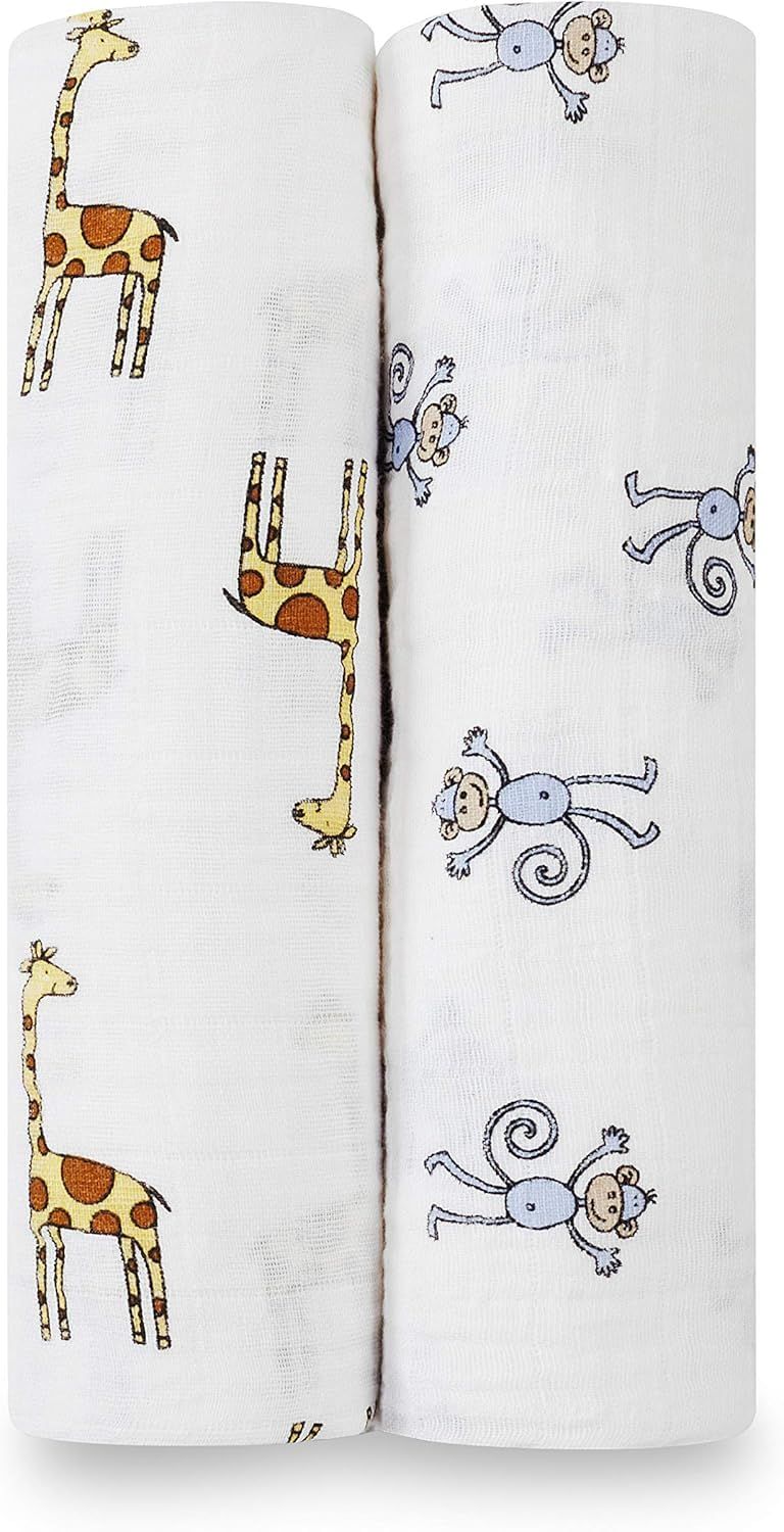 エイデンアンドアネイ Aden + Anais モスリンコットン おくるみ 2枚セット jungle jam swaddle 2 pack-4023