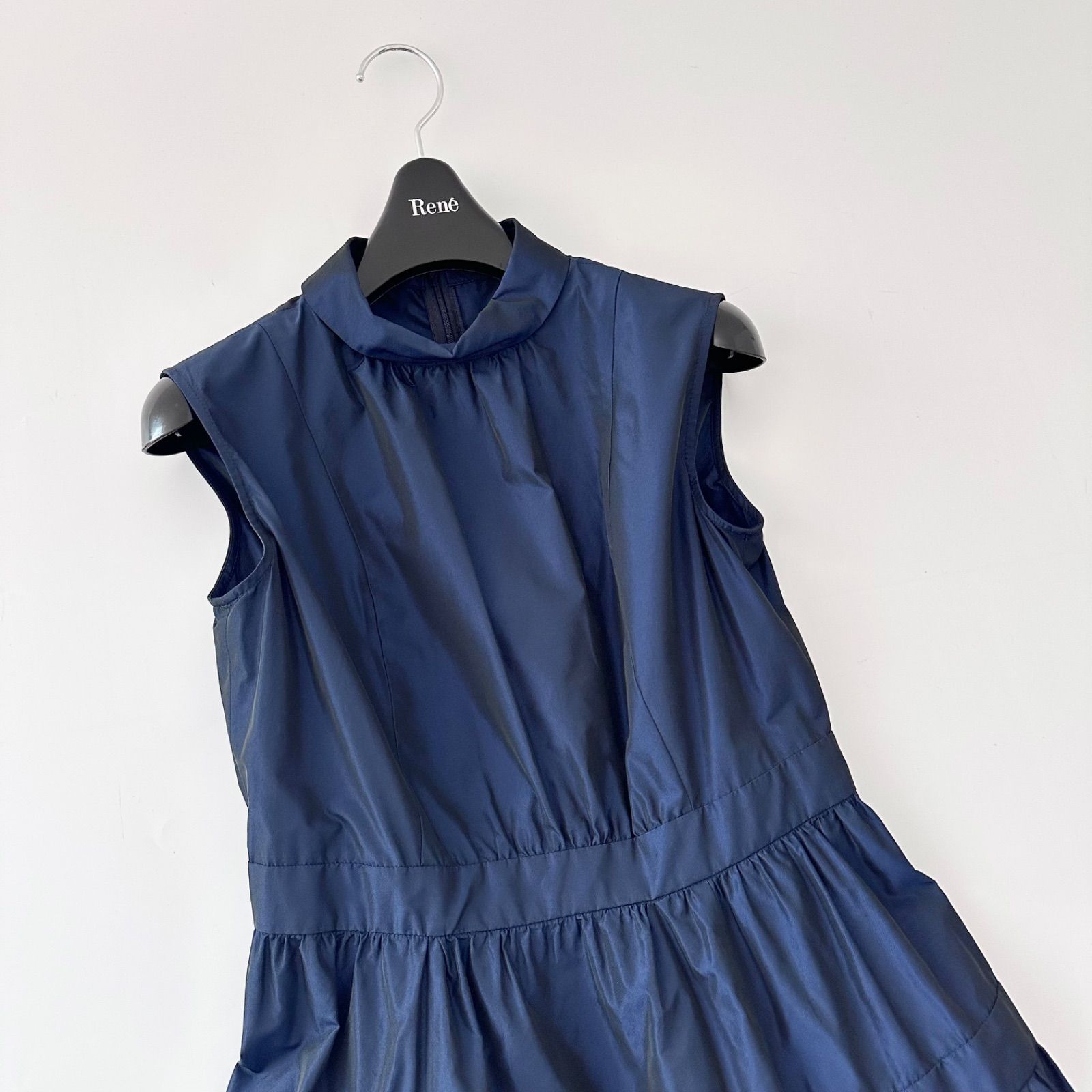 アナイ ANAYI 美品 シャンブレー タフタ ティアード ワンピース
