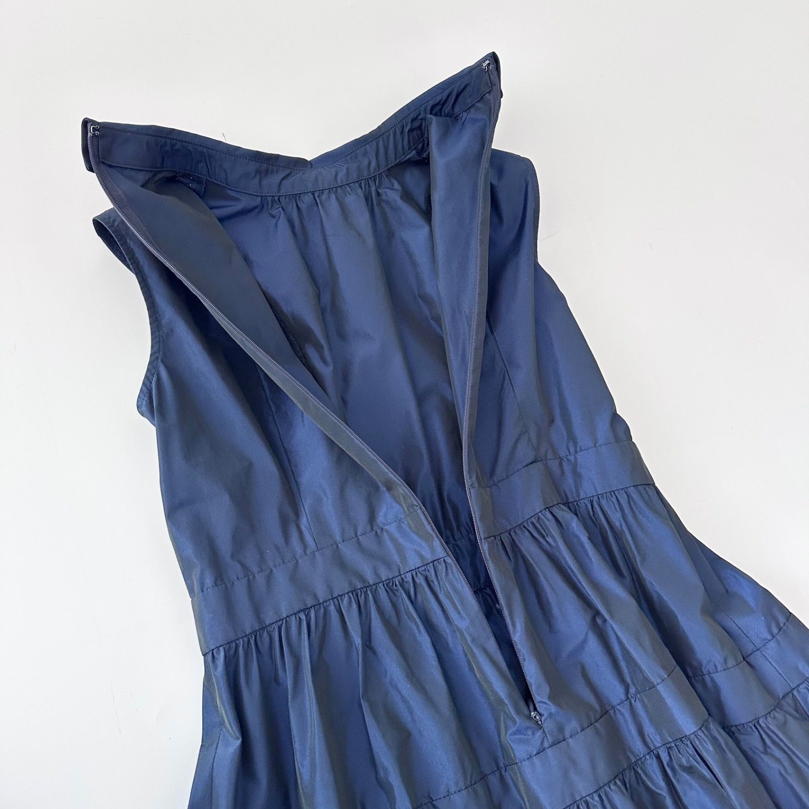 アナイ ANAYI 美品 シャンブレー タフタ ティアード ワンピース