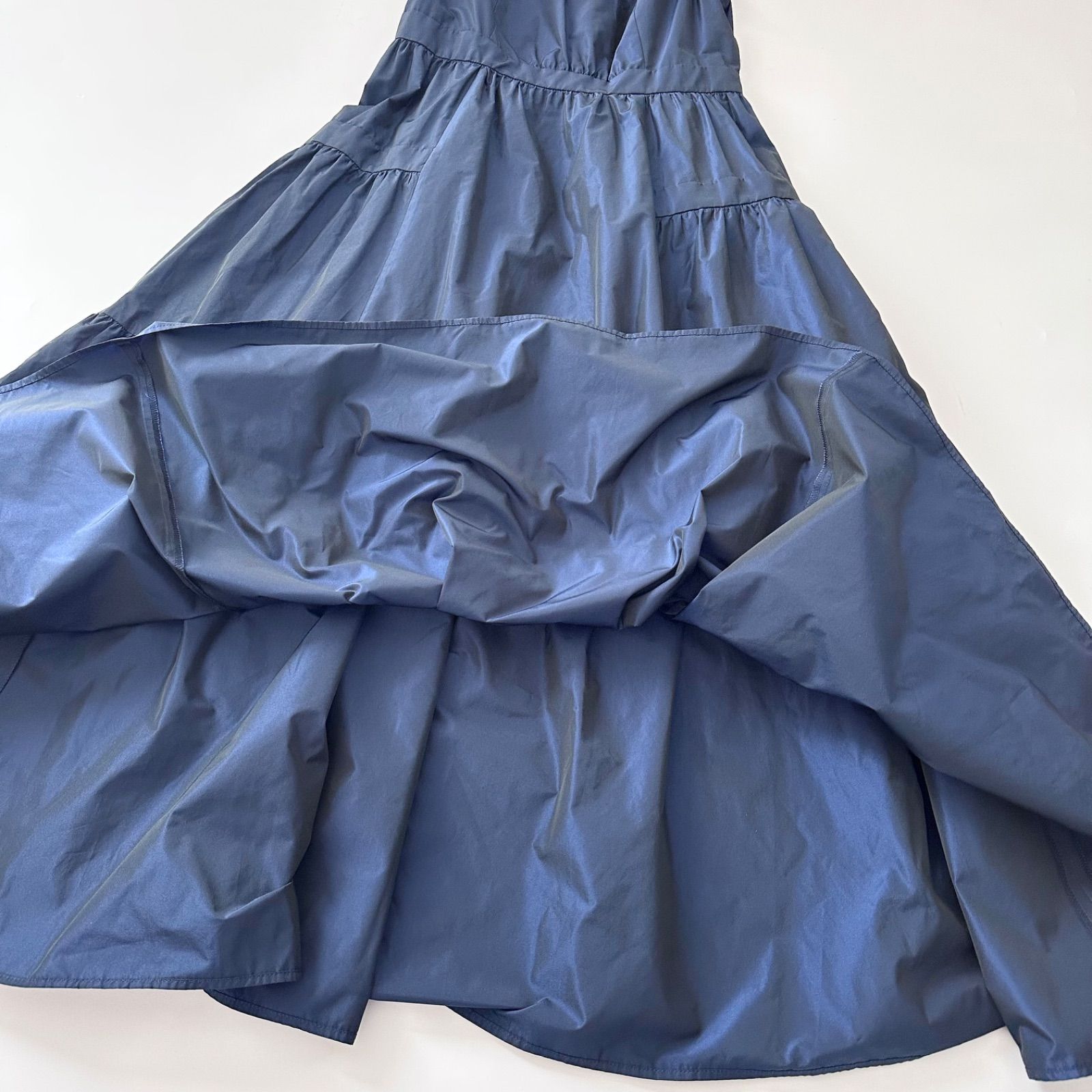 アナイ ANAYI 美品 シャンブレー タフタ ティアード ワンピース