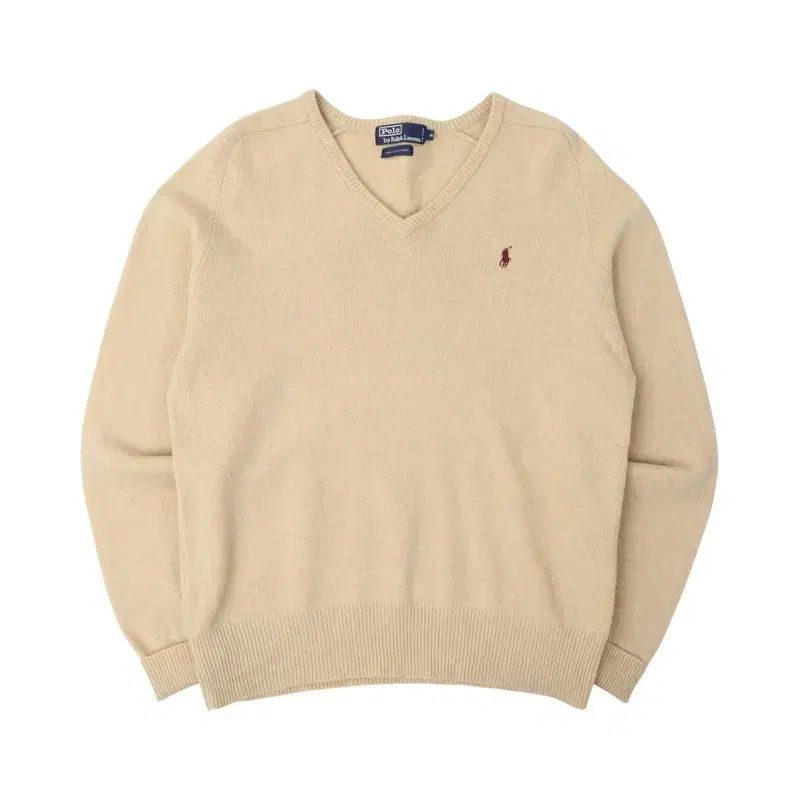 ポロラルフローレン ベージュ ラムウール Vネック ニット-買取 沖縄