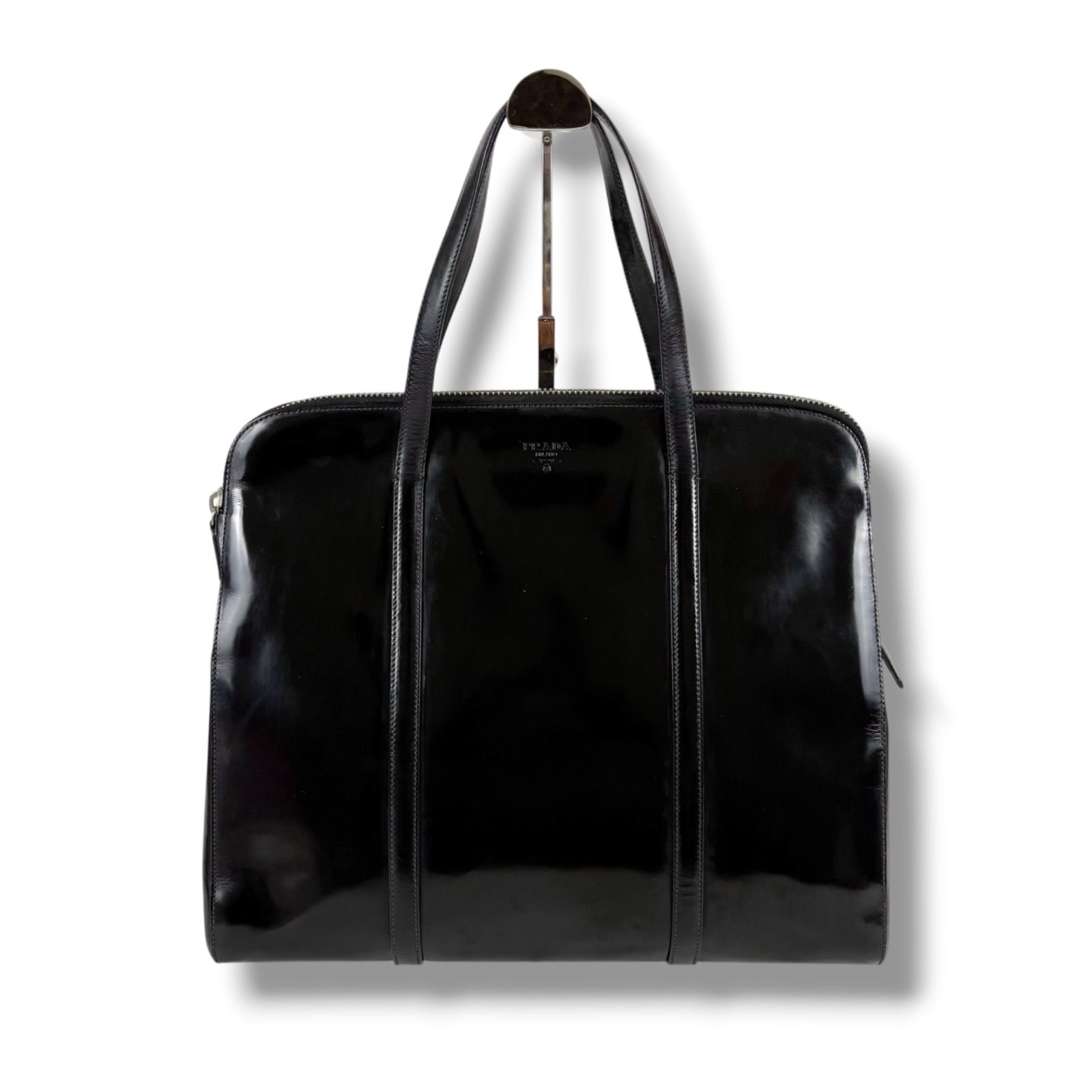 レディース プラダ PRADA ミラーカーフレザー トートバッグ ブラック 