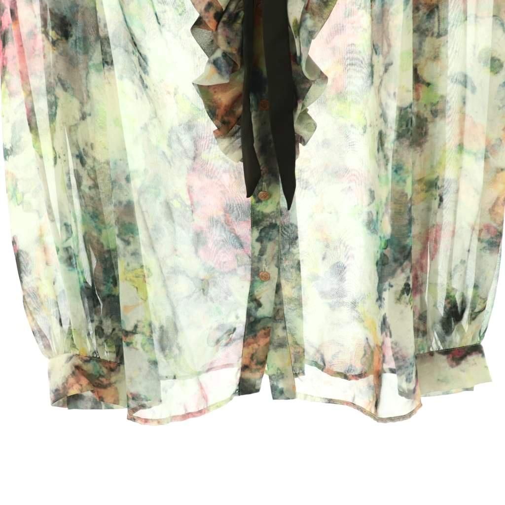 ソブ sov. ダブスタ フラワー柄ブラウス 長袖 プルオーバー ボウタイ DOUBLE STANDARD CLOTHING - Sov. フラワーサテンボウタイブラウスの