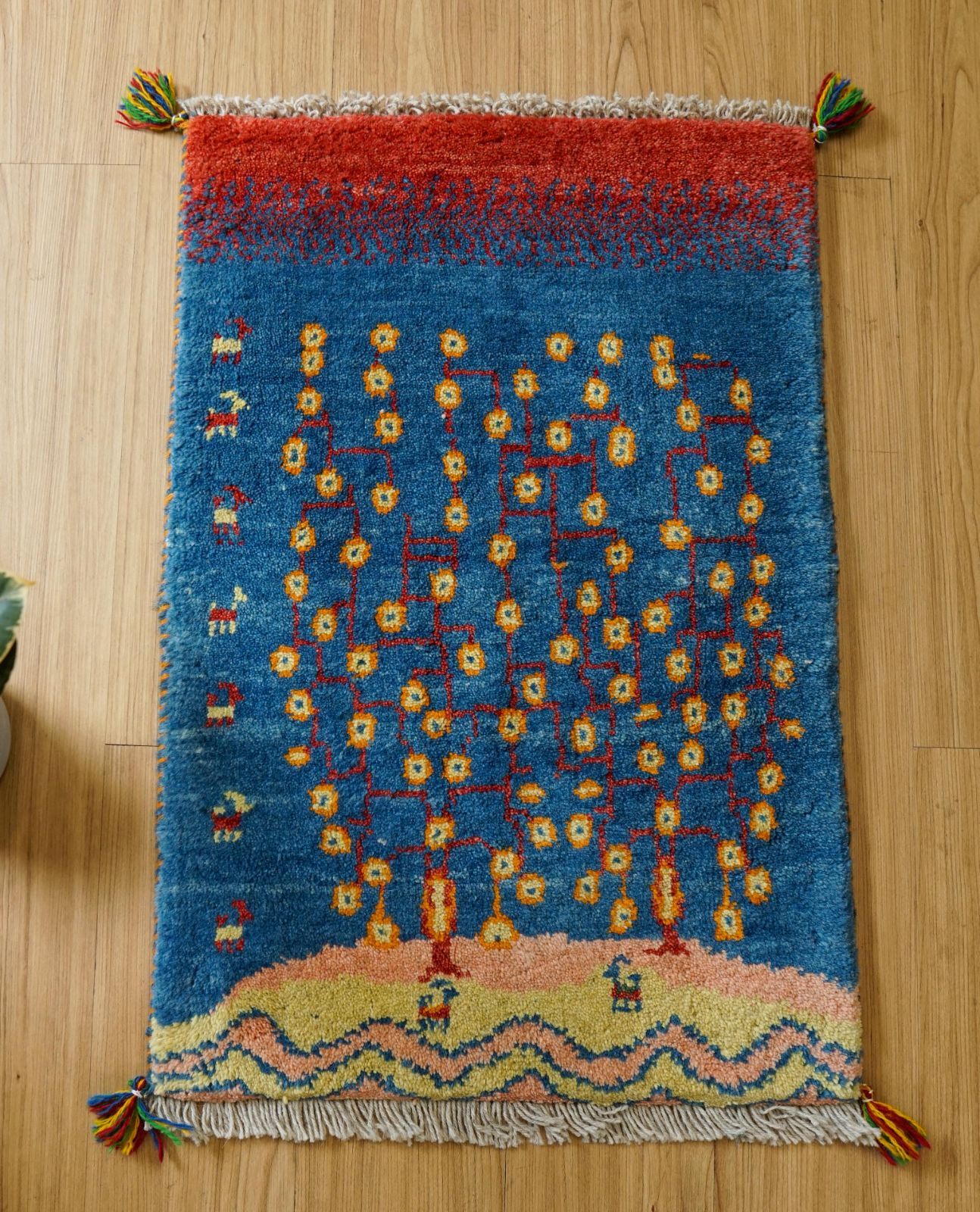 40×40cm ペルシャ絨毯 手織りギャッベ アマレ族 ギャベ 40×40cm