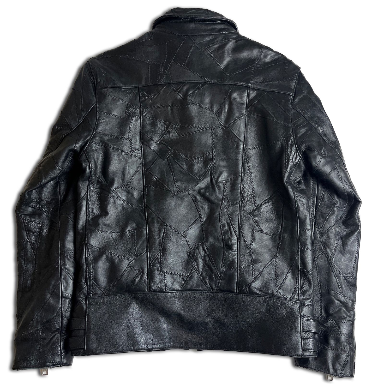 BOUNTY HUNTER レザー パッチワーク ライダースジャケット M ブラック 