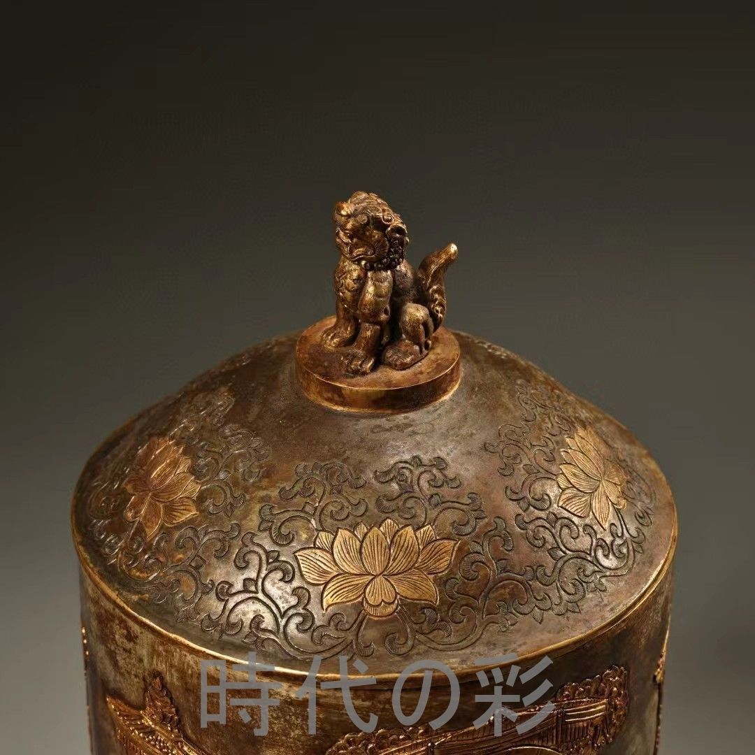 中国古美術 銅製 壺型オブジェ 細密彫刻 置物 インテリア 工芸品 R06040520