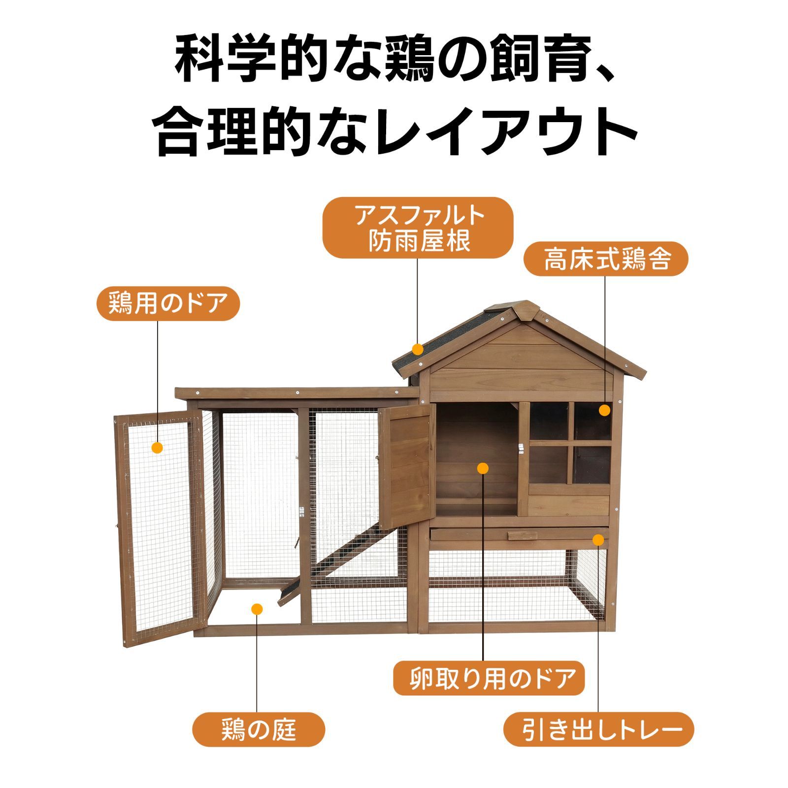 1000円クーポン配布中】大型鶏小屋 鶏ケージ 4～6羽用 高床式 防水屋根