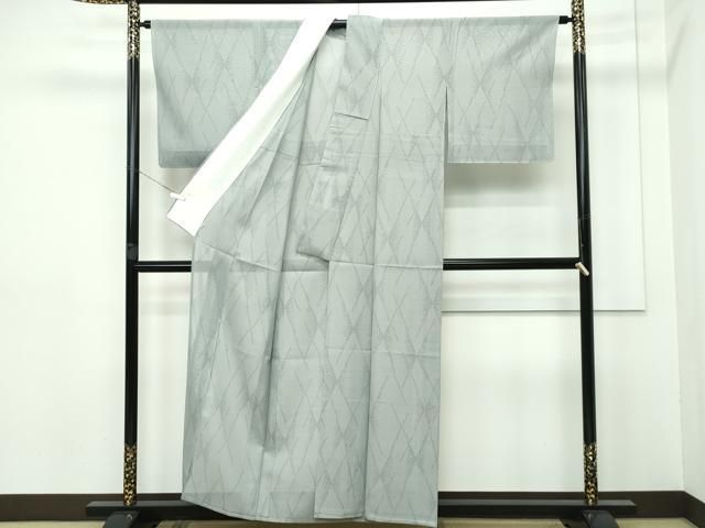 平和屋本店＊極上　夏物　結城紬　夏結城　80亀甲　菱　鼠色地　逸品　CZAA2665s5 平和屋本店＊極上 夏物 結城紬 夏結城 80亀甲 菱 鼠色地 逸品