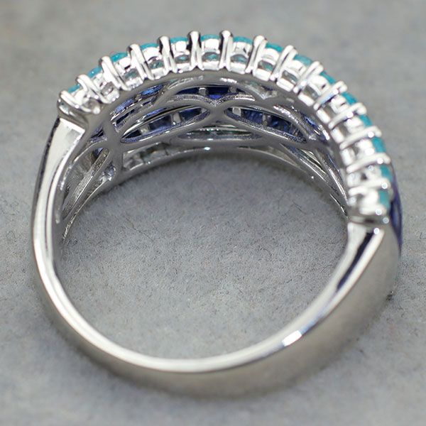K18WG サファイア パライバトルマリン リング S3.50ct PT0.53ct ハーフ 