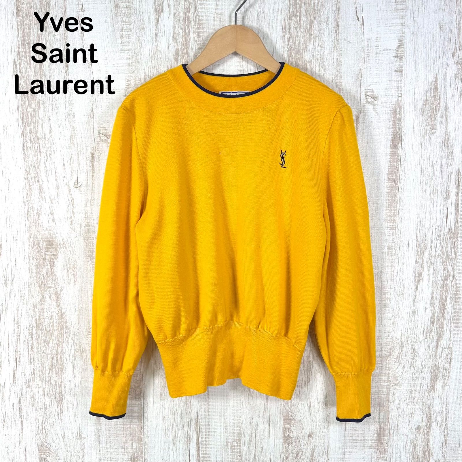 90s イヴサンローラン シアーコットンカーディガン YSLロゴ 金ボタン 90s YSL Yves Saint Laurent ヴィンテージ イヴサンローラン ロゴ刺繡