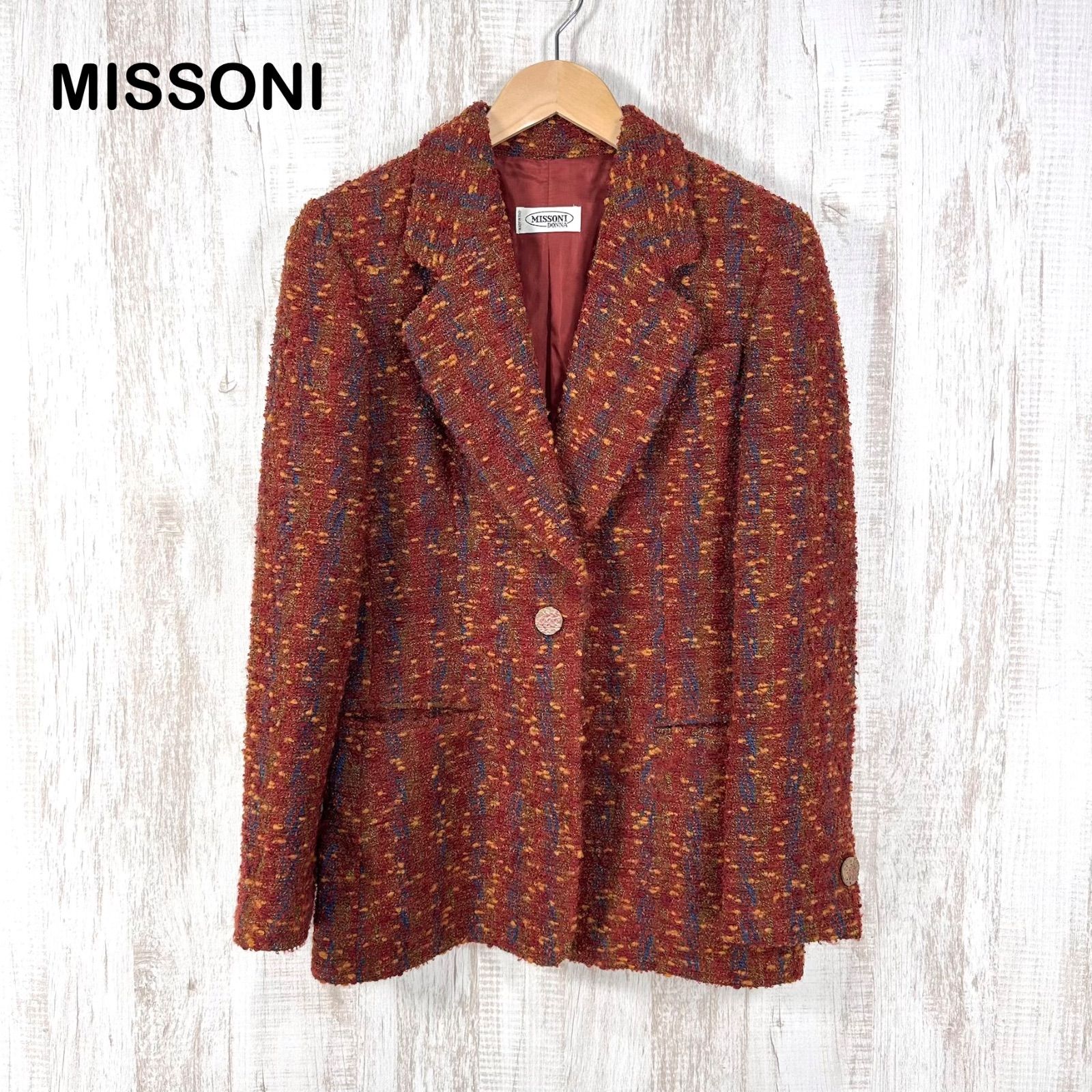 イタリア製 MISSONI ミッソーニ チャイナボタンペイズリーニットジャケット イタリア製 MISSONI DONNA ミッソーニ 高級ライン 1B シングルボタン