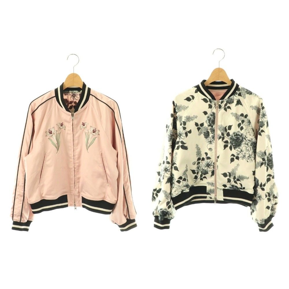 リリーブラウン Lily Brown ×KEITA MARUAMA 24AW エンブロイダリーリバーシブルジャケット スカジャン F スモークピンク ホワイト マルチカラー /ES ■OS