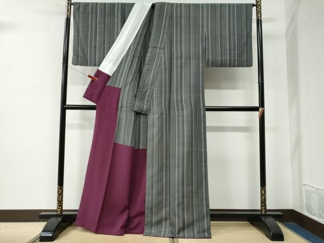 平和屋着物●結城紬　胴抜き仕立て　80亀甲　間道　正絹　逸品　CABE2821yc 平和屋着物○結城紬 胴抜き仕立て 80亀甲 間道 正絹 逸品 CABE2821yc
