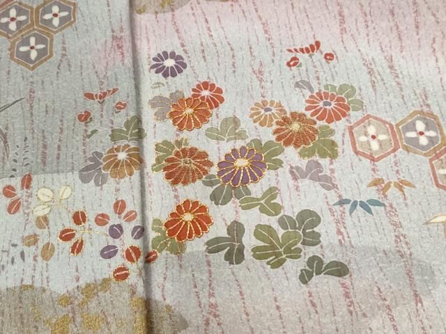 平和屋着物●訪問着　駒刺繍　雲取り吉祥草花文　金彩　正絹　逸品　CABE2830yc 平和屋着物○訪問着 駒刺繍 雲取り吉祥草花文 金彩 正絹 逸品