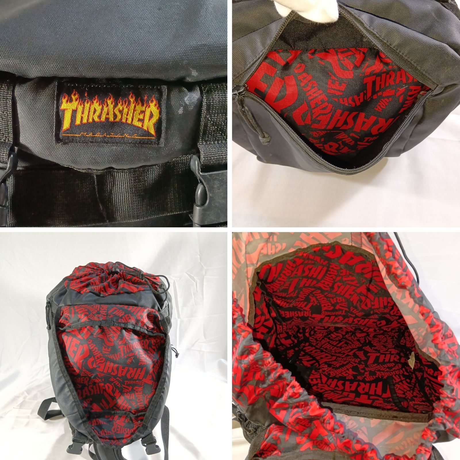 THRASHER スラッシャーリュック Y2K平成ギャル スタッズ バーガンディ