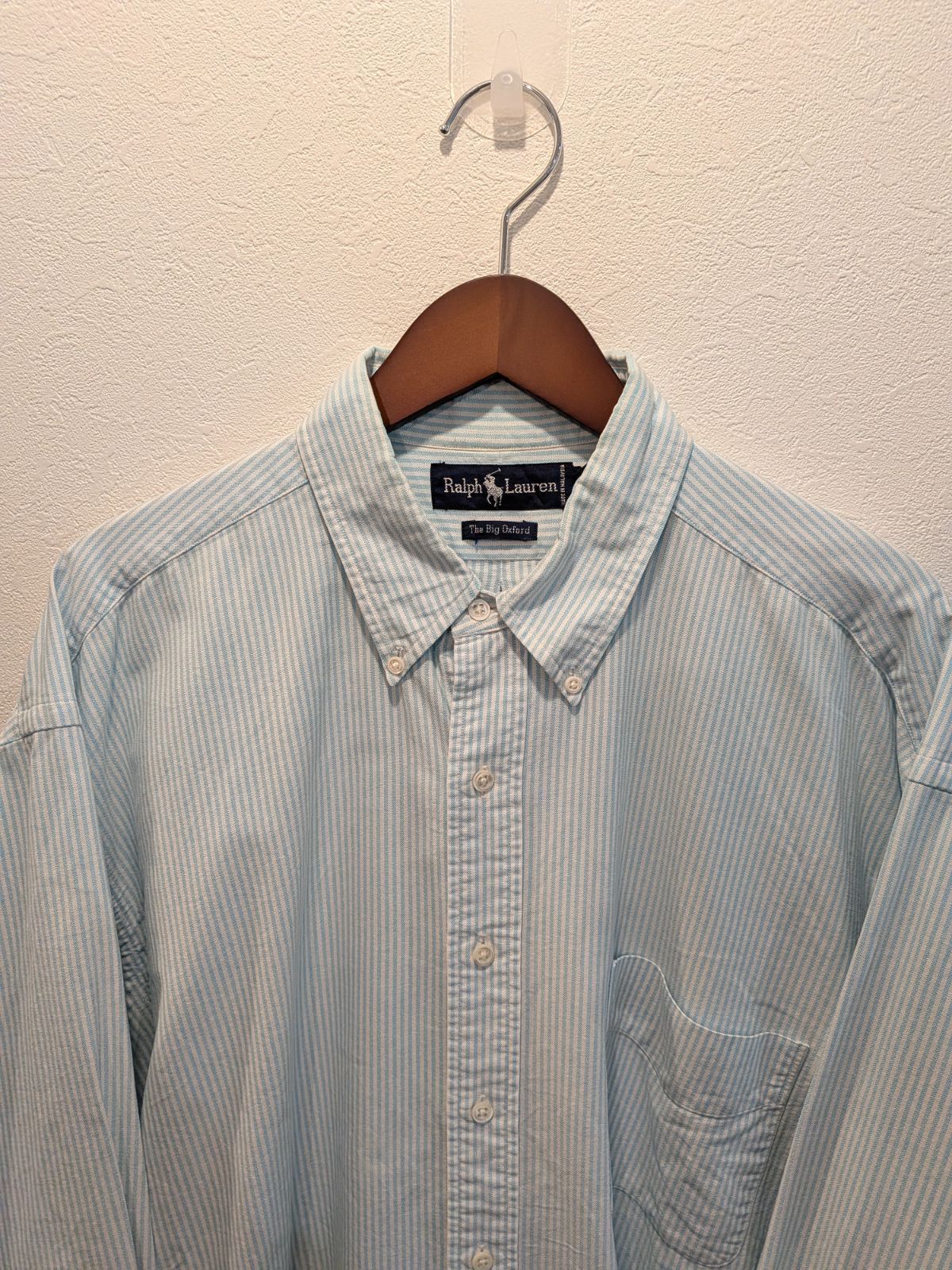 90s ラルフローレン the big Oxford ストライプシャツ 裾ポニーの通販
