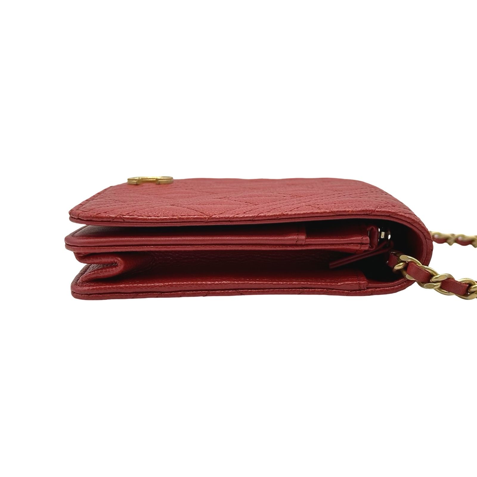 シャネル CHANEL ココマーク チェーンウォレット A70175 25番台 レッド ゴールド金具 キャビアスキン レディース ショルダーバッグ シャネル CHANEL ココマーク チェーンウォレット A70175 25番台 レッド