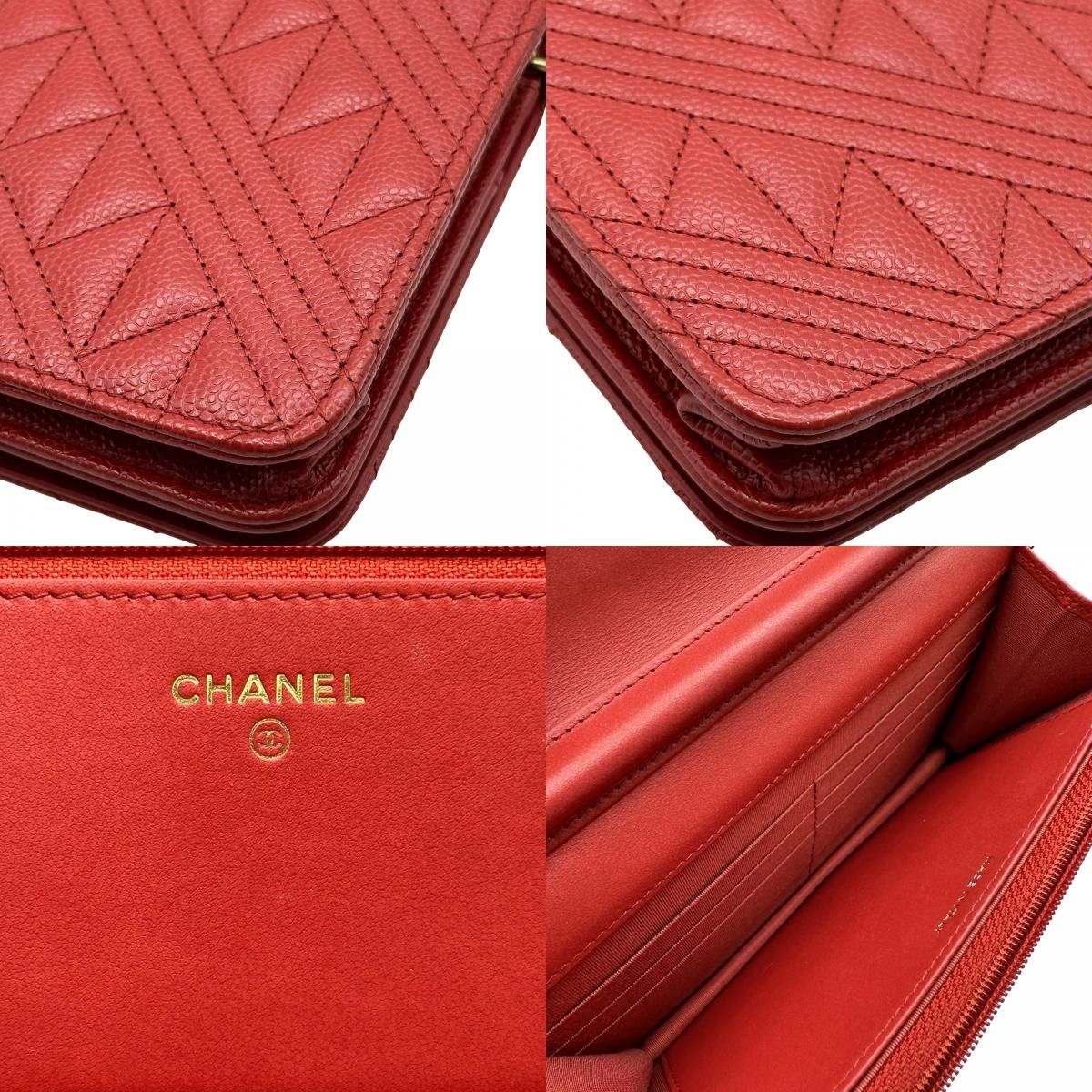 シャネル CHANEL ココマーク チェーンウォレット A70175 25番台 レッド