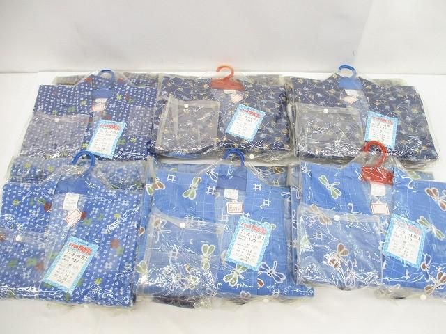 良品 お子様用ゆかた 浴衣 ブルー 青色 110cm 120cm 6点 キッズ 男の子