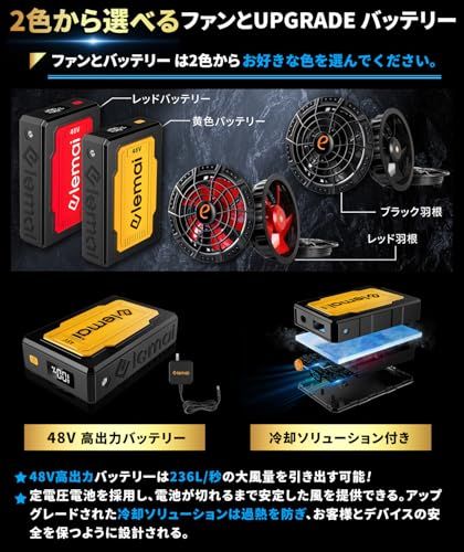 elemai 48V 空調服バッテリー ファンセット elemai 48V 高出力 