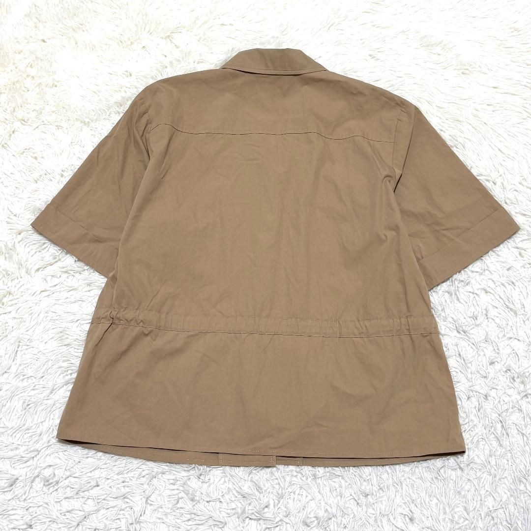 美品】venit 半袖ミリタリージャケットミドル丈 38 カーキベージュ 