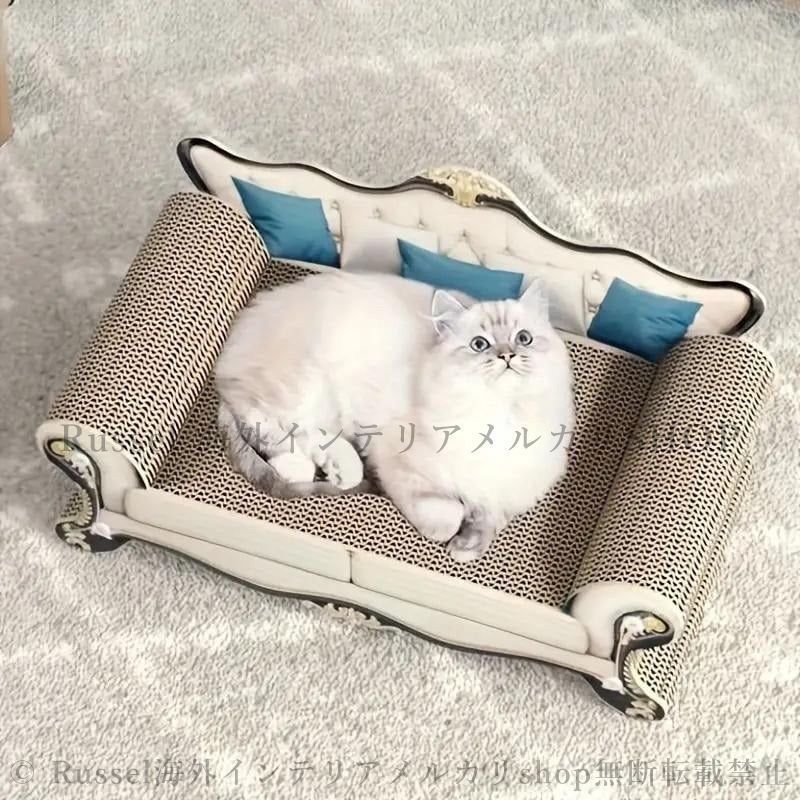 爪とぎ猫ベッド 木製 ペットソファ ペットベッド おしゃれ エレガント かわいい ねこ 爪研ぎ アンティーク風 インテリア 4-7