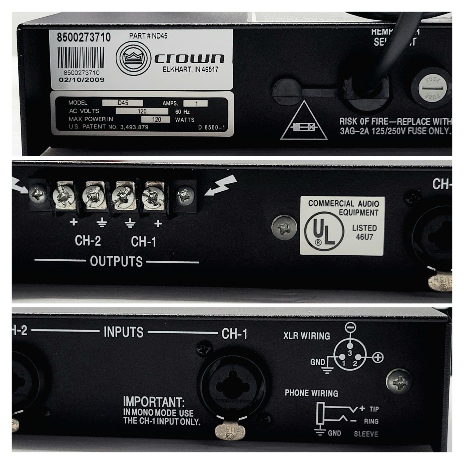Crown D-45 パワーアンプ 本体 説明書付き Crown D-45 パワーアンプ 本体 説明書付き Crown D-45 パワーアンプ