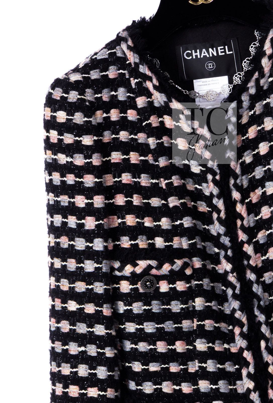 CHANEL ツイードジャケット　ラガーフェルド シャネル ジャケット CHANEL レッド ミックス トリム ノーカラー