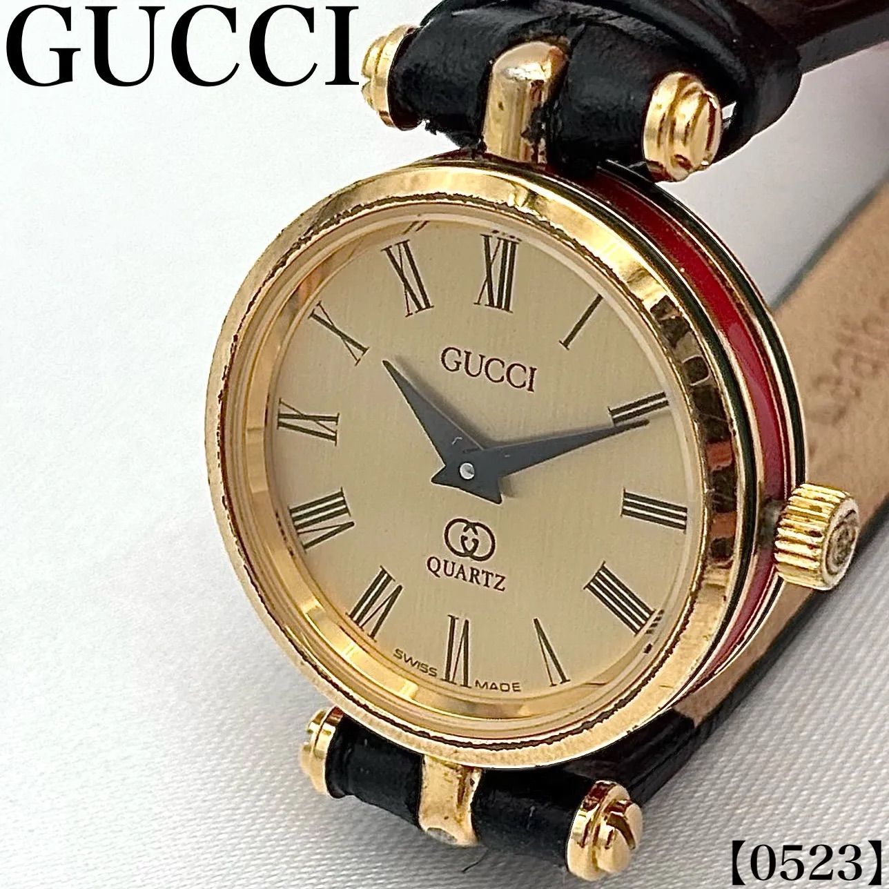 稼働品 Working item グッチ GUCCI 腕時計 メンズ Men's クォーツ Quartz オールドグッチ ヴィンテージ 時計 2000M 3000M サイド シェリーライン ローマン アイボリー 文字盤 ゴールド　0523