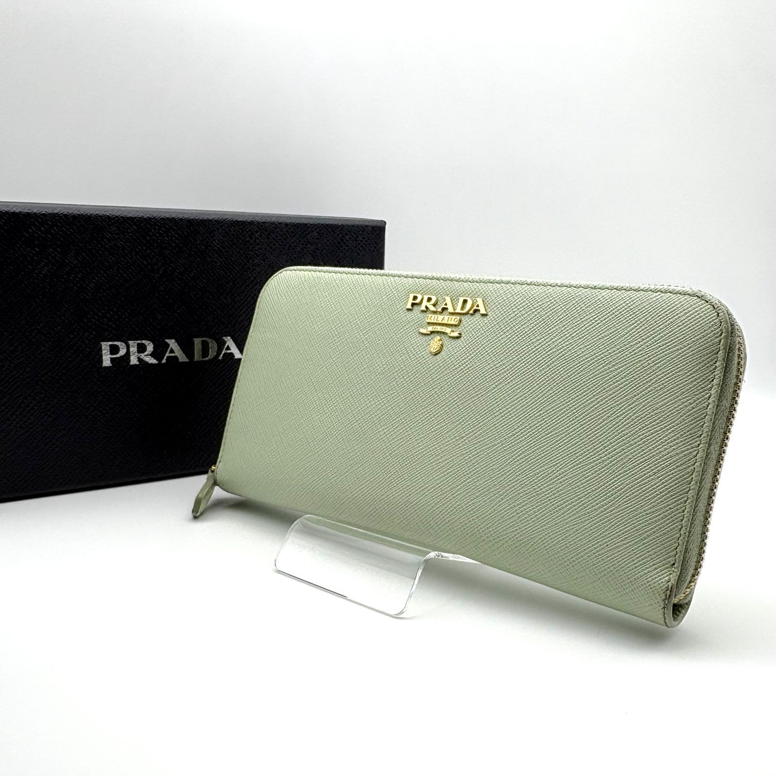 箱付／美品 】PRADA プラダ ラウンドジップ 長財布 サフィアーノレザー 