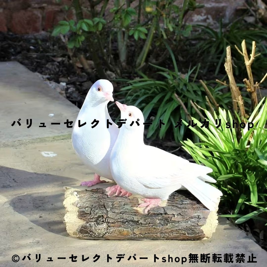 ハト 置物 ガーデンオブジェ 鳩 フィギュア レジン ガラス風 アニマルオブジェ かわいい 庭飾り 屋外 室内 インテリア 雑貨 玄関 ベランダ パティオ ディスプレイ おしゃれ 電池不要 北欧風 ホームデコレーション ギフト プレゼント ホーム装飾