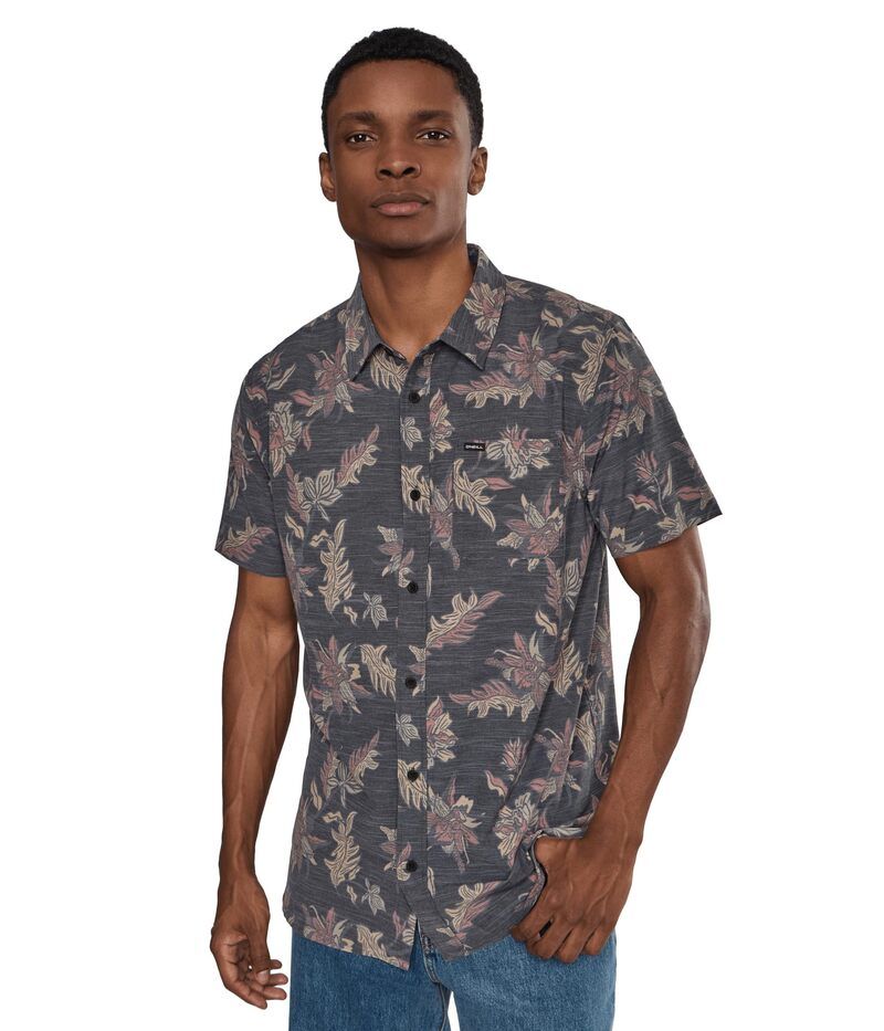 オニール メンズ トップス シャツ ONeill UPF Slub Standard Short Sleeve Woven Shirt Black ブラック