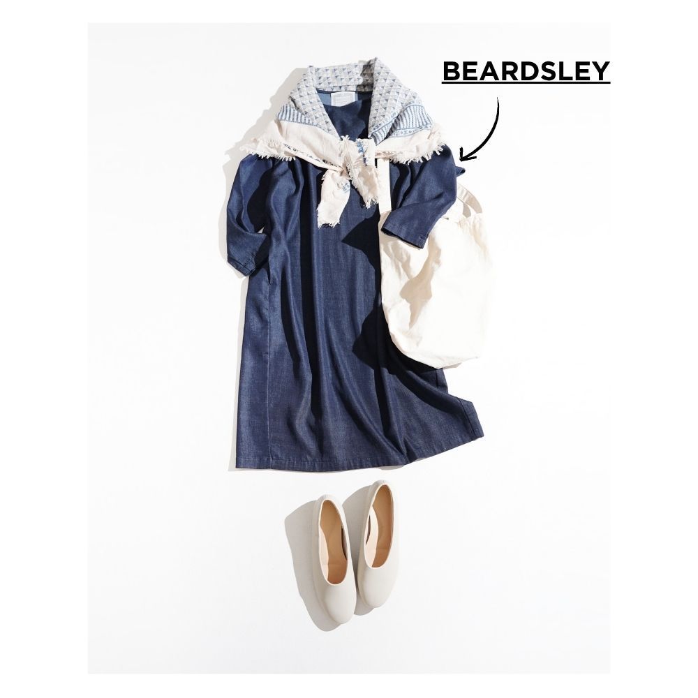 309t*美品 ビアズリー BEARDSLEY デニム風 チュニックワンピース 0 S