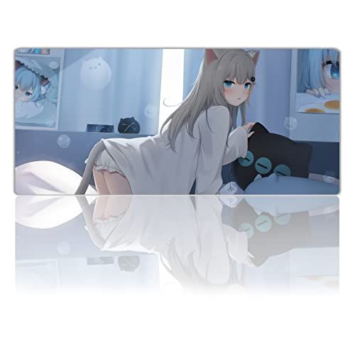 Mouse pad, gaming desk pad, keyboard pad, large desk mat, super large table mat, waterproof, non-slip mouse pad, cute, multi-function for home work, cloth, rubber bottom, compatible with office mice, stylish, anime as abf91e82