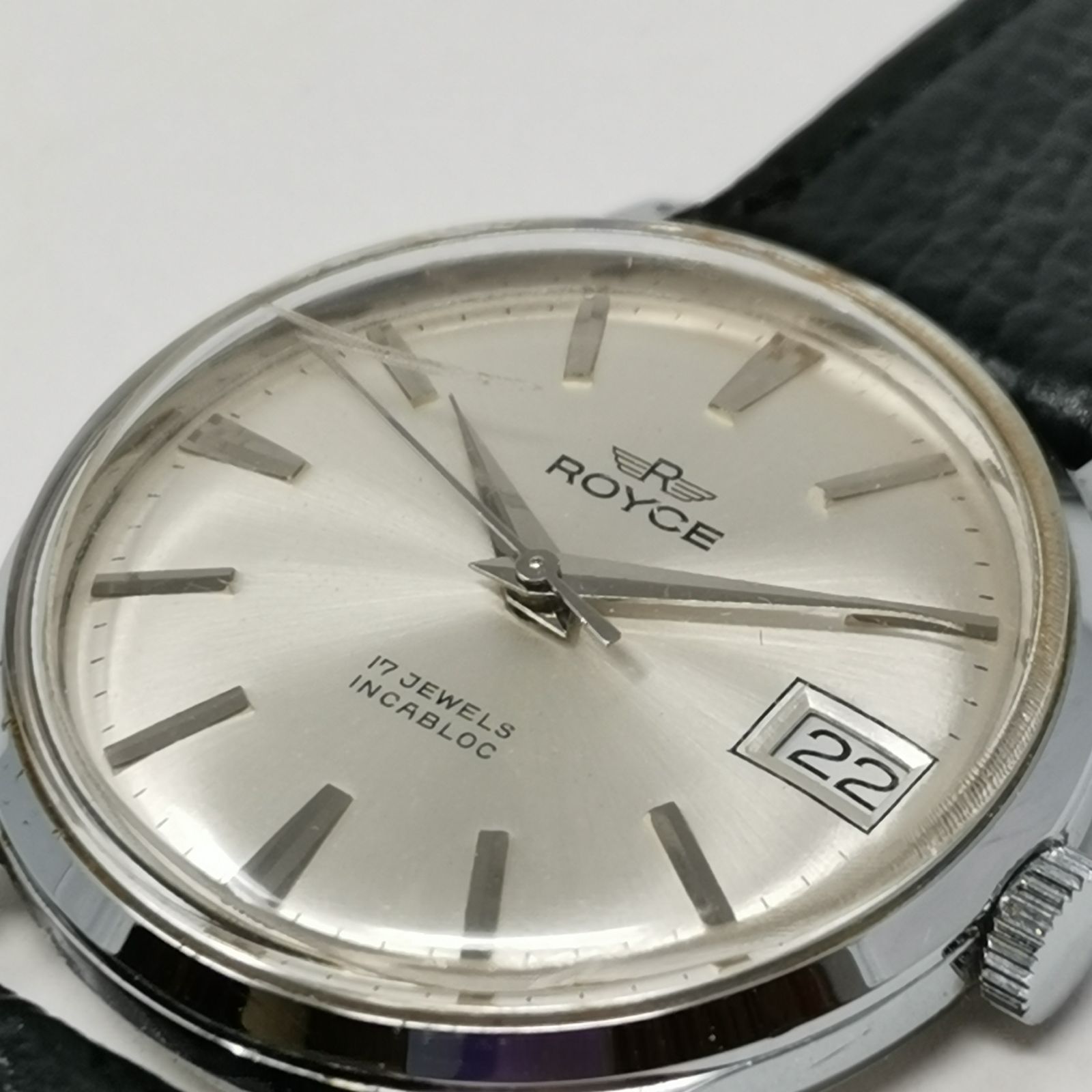 70年代 スイス製 ビンテージ 腕時計 ROYCE ロイス 手巻き メカニカル 風防傷あり 稼動品 中古品 管理番号ARCFUKO341-2
