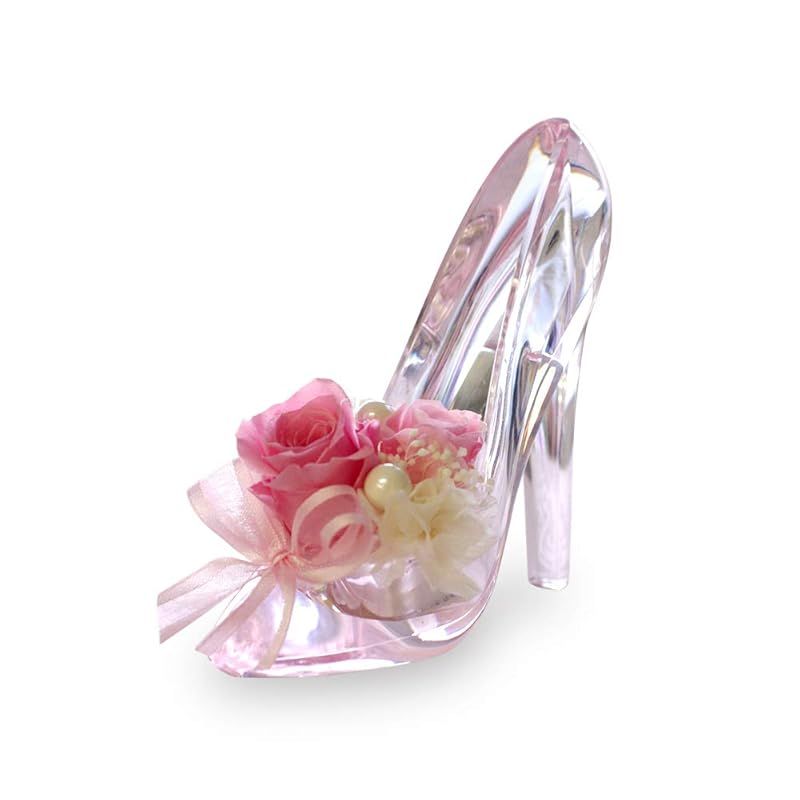 IPFA プリザーブドフラワー シンデレラの靴 ローズ大(ピンク×ピンクヒール)誕生日 結婚祝い 結婚記念日 記念日 プレゼント ギフト プロポーズ バラ 花 フラワー 人気 かわいい アクリルハイヒール 0
