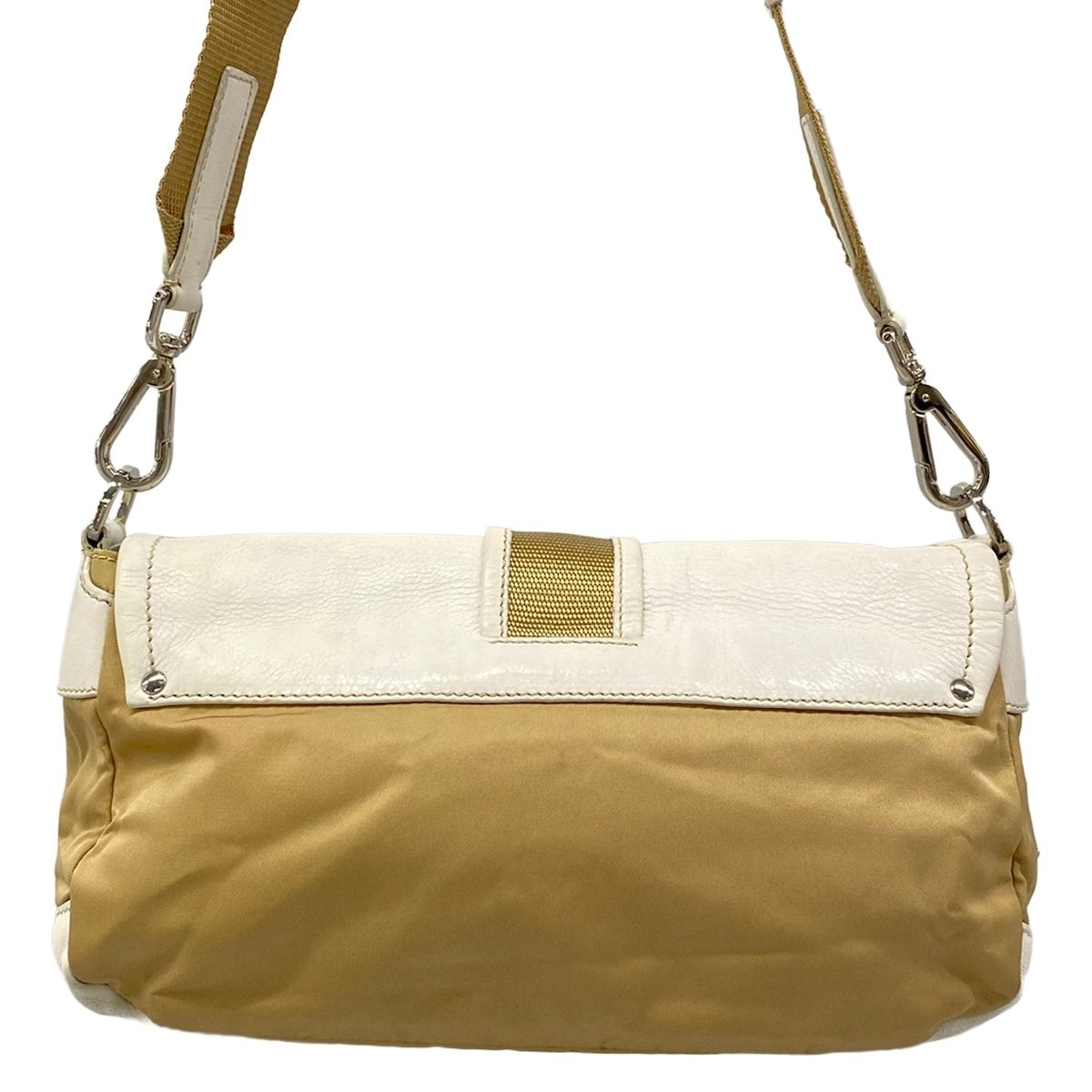 PRADA(プラダ) ショルダーバッグ - BR2417 ベージュ×白 レザー - メルカリ
