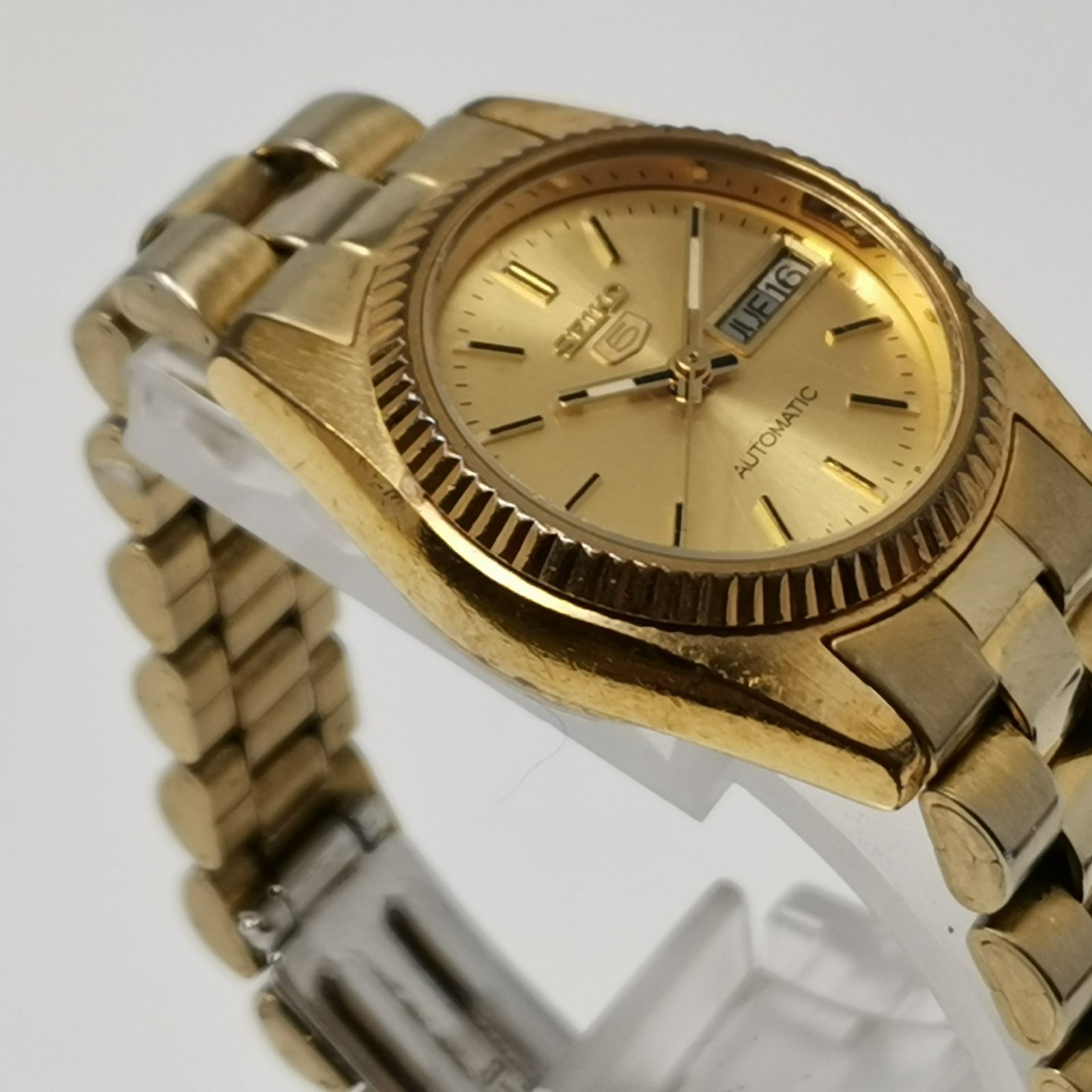 稼働品 SEIKO 5 オートマチック 自動巻き ゴールドカラー 4206-0510 