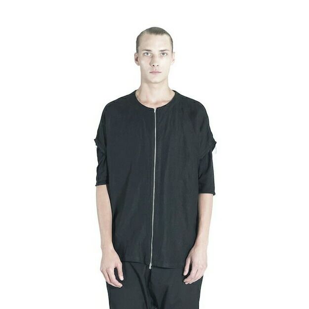 CHAPTER | ALTER WOVEN SHIRT (BLACK) 半袖 ジップアップシャツ カットソー リネン 羽織り トップス 春夏 メンズ ブラック