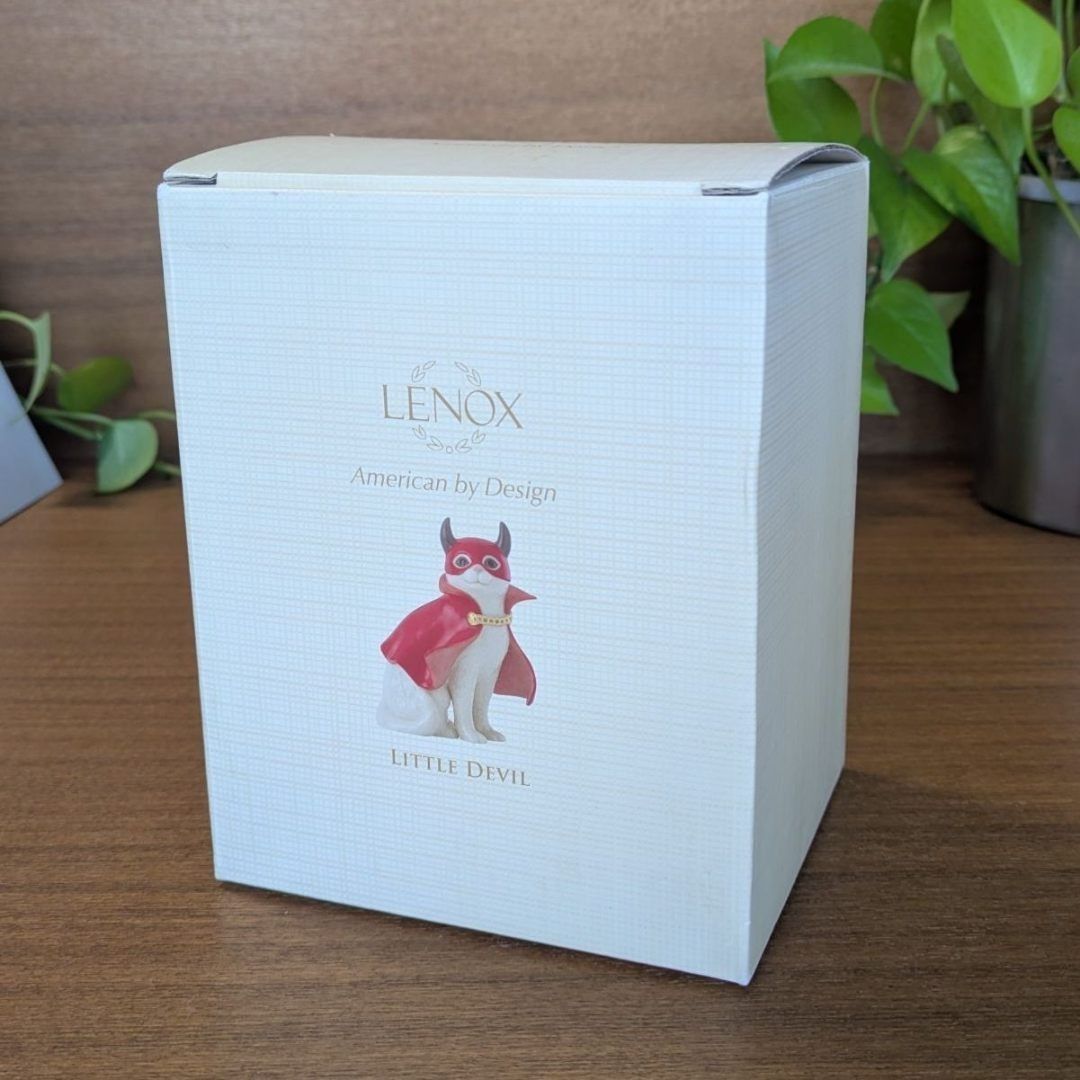 大きなサイズ レノックス 小悪魔 猫 陶器 置物 デビル ペルシャ猫 24K