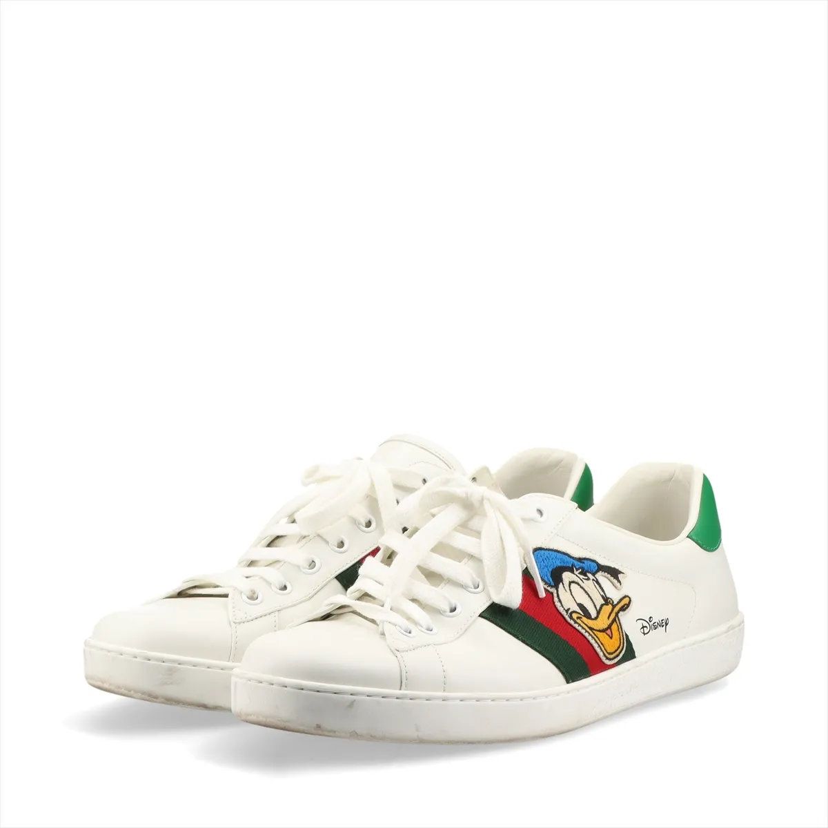 美品 グッチ × ディズニー エース ドナルドダック 9 1/2 649399 レザー