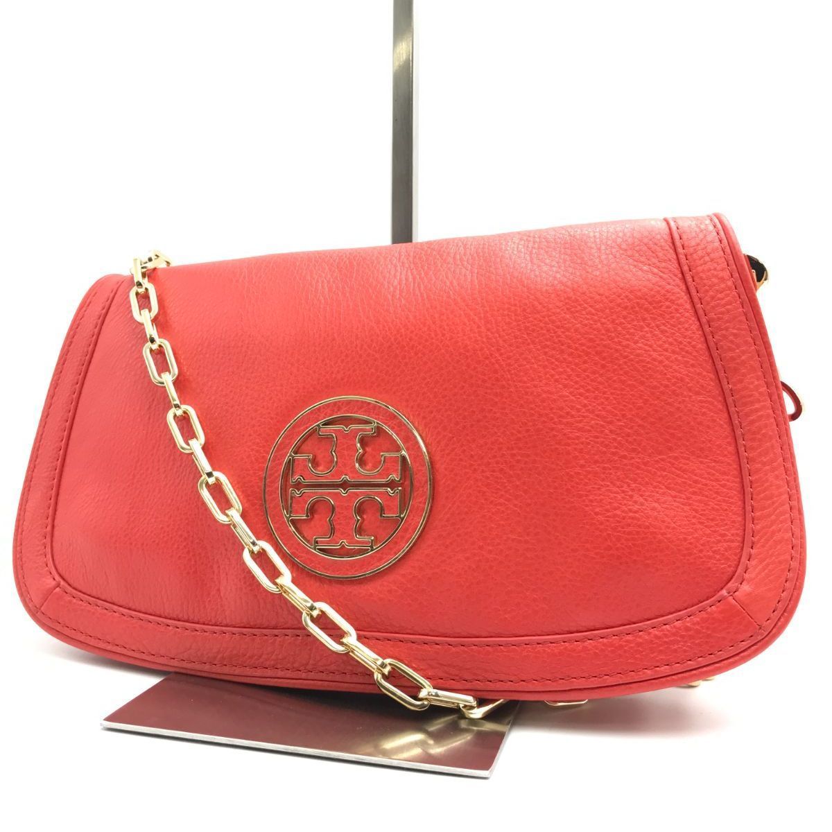美品　Tory Burch　トリーバーチ　ショルダーバッグ　チェーン　レッド系　肩掛け　斜め掛け　2419