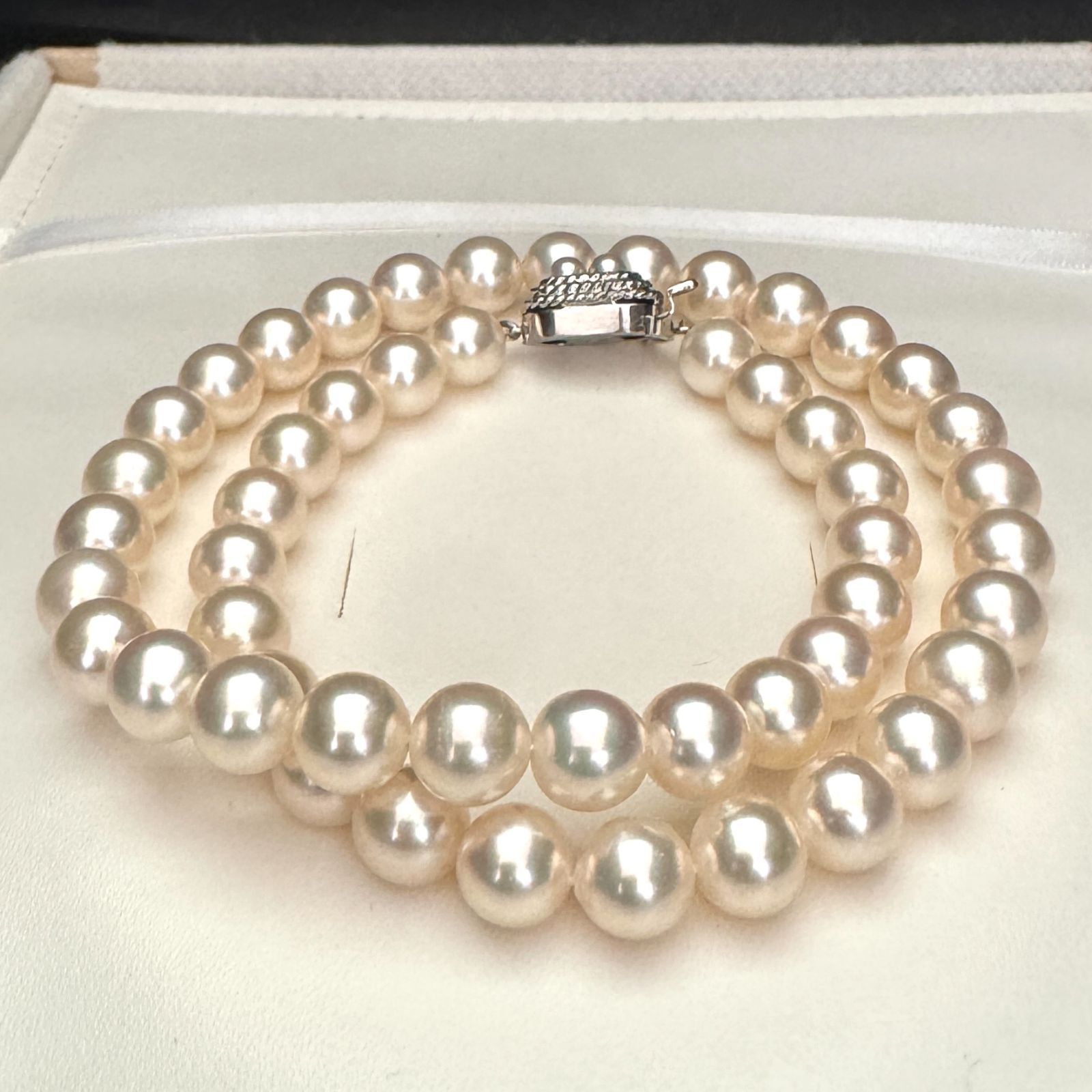 大珠 約8.0-8.5mm】 田崎真珠/TASAKI あこやパール ネックレス SILVER 