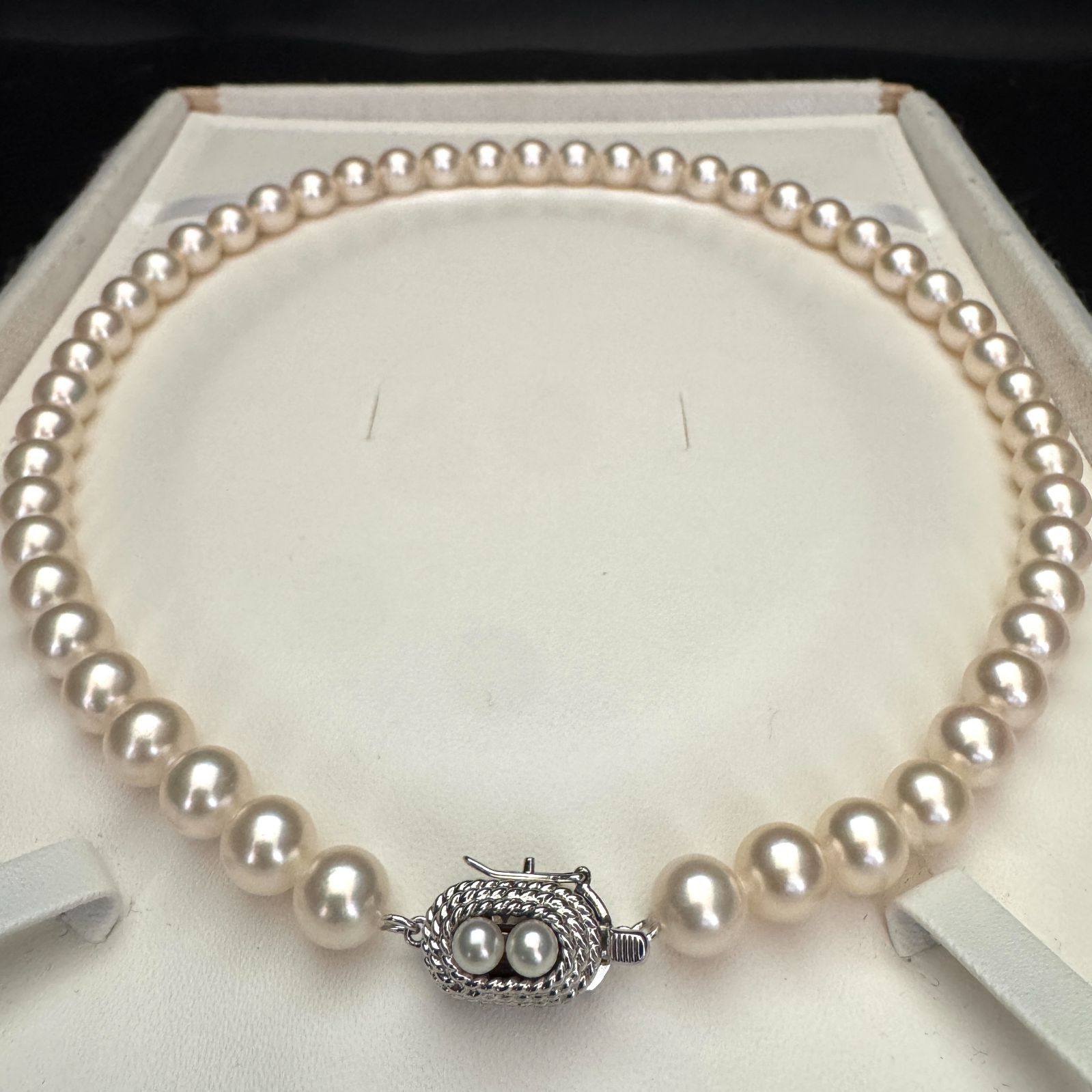 大珠 約8.0-8.5mm】 田崎真珠/TASAKI あこやパール ネックレス SILVER 