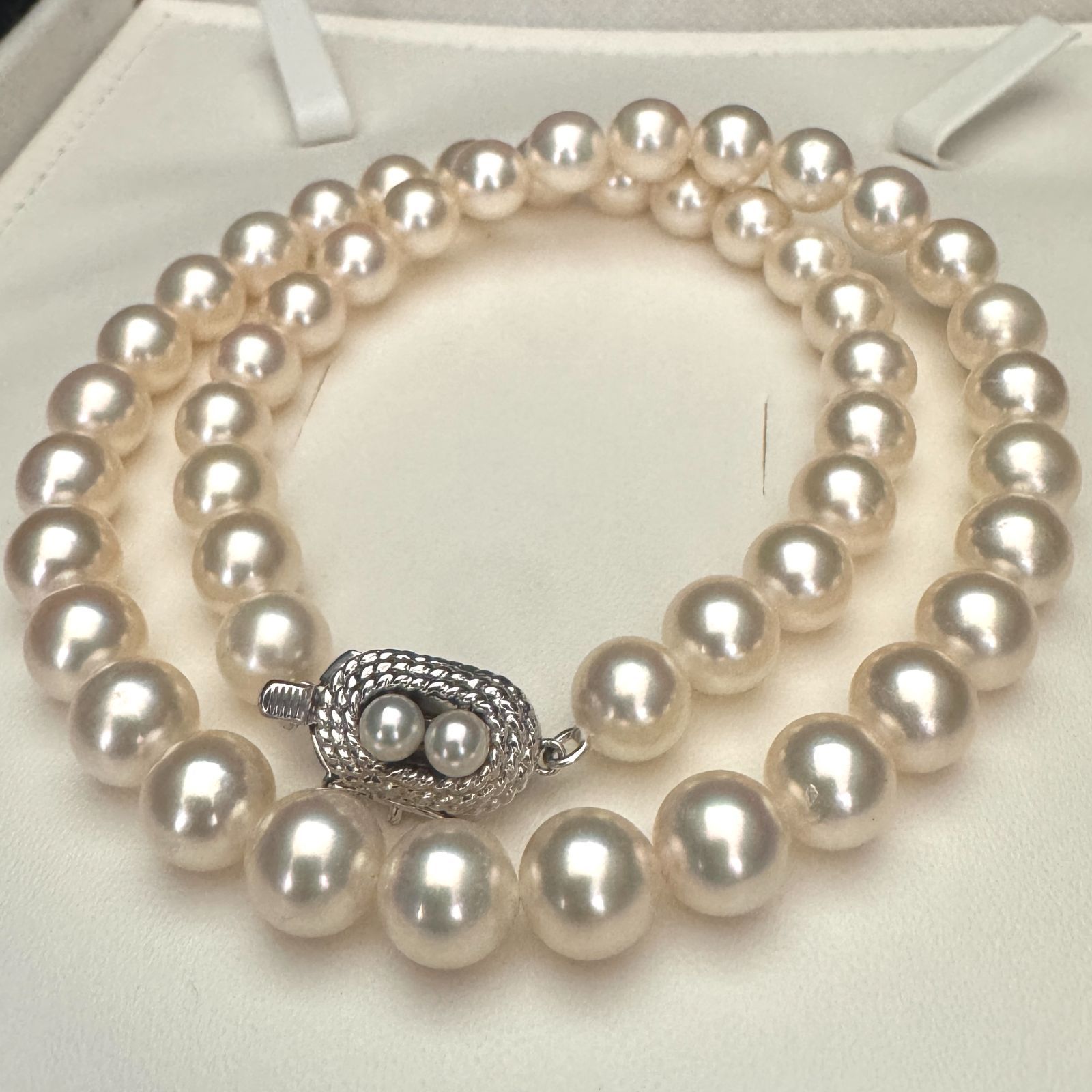 大珠 約8.0-8.5mm】 田崎真珠/TASAKI あこやパール ネックレス SILVER 