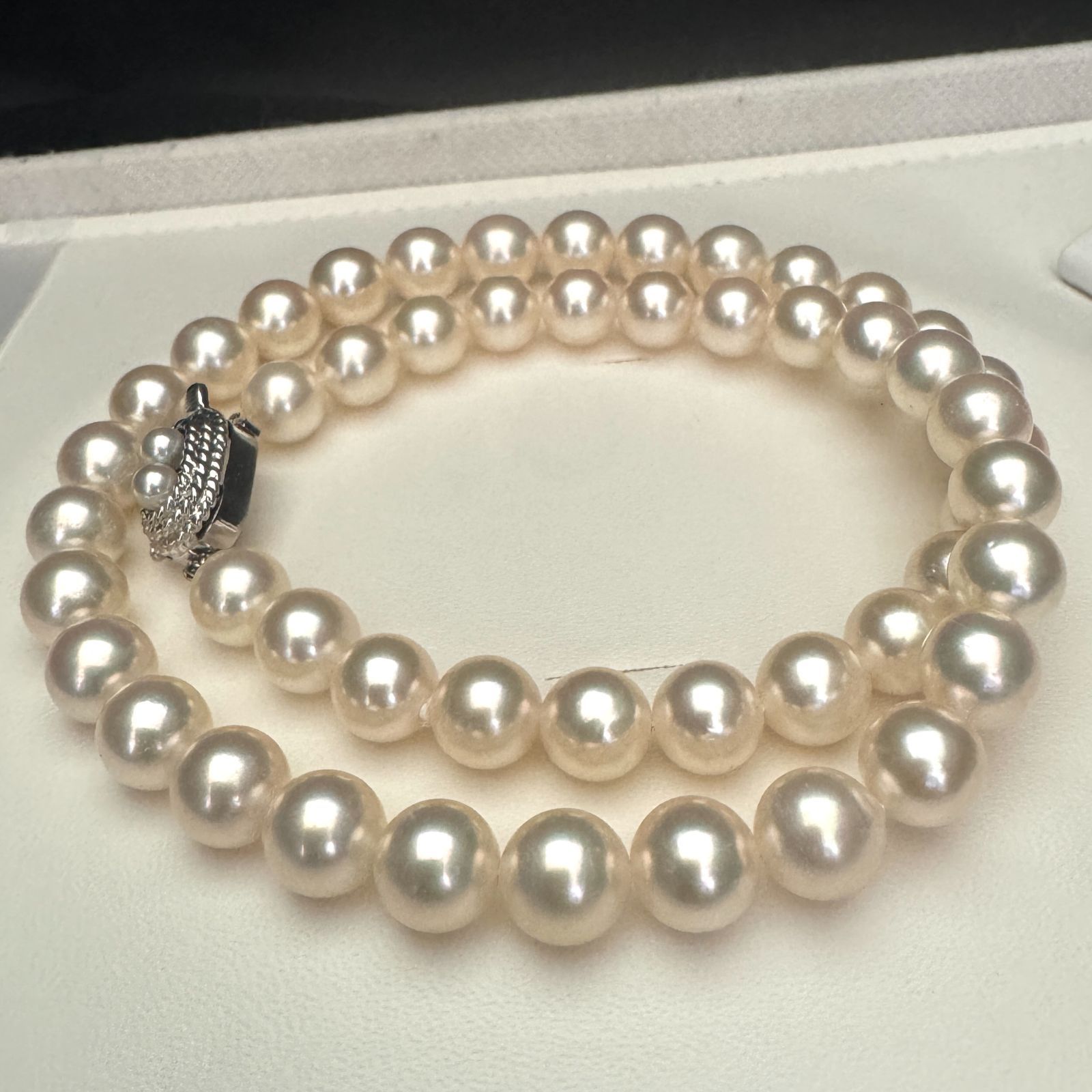 大珠 約8.0-8.5mm】 田崎真珠/TASAKI あこやパール ネックレス SILVER 