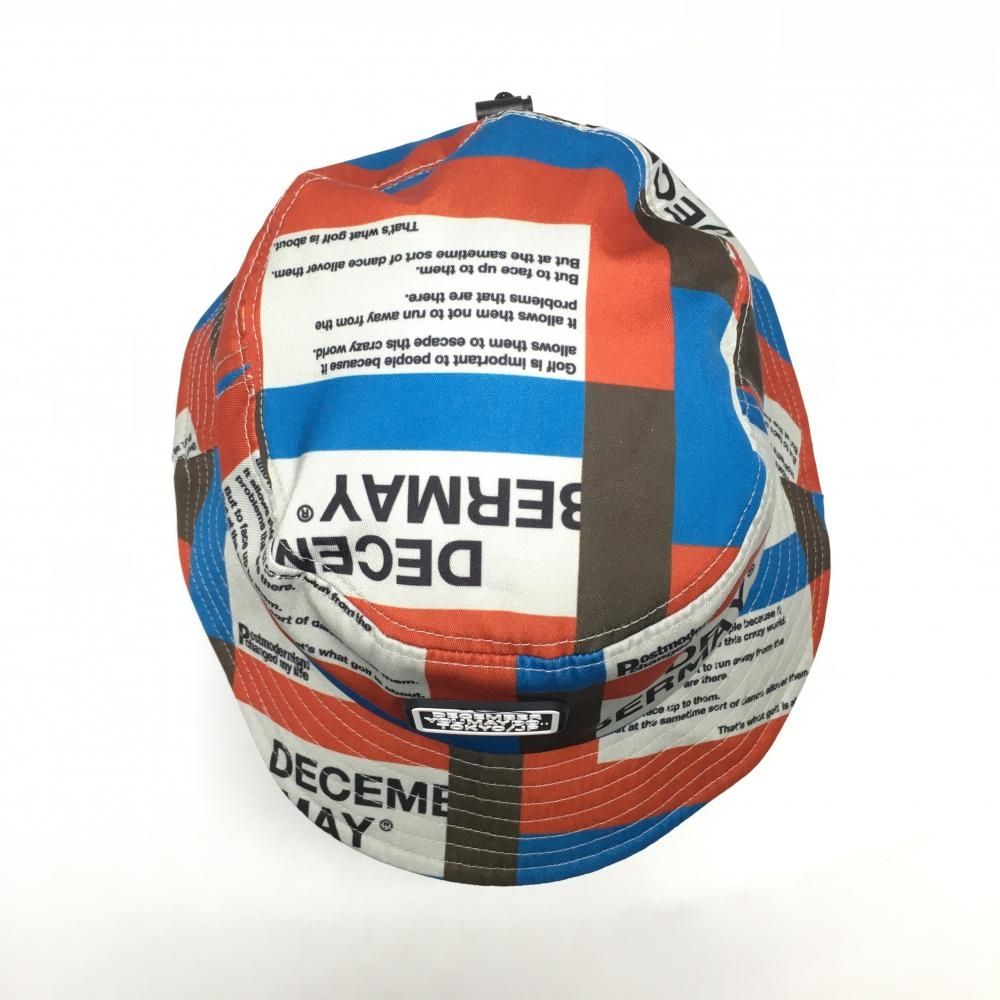 超美品】ディセンバーメイ バケットハット ライトグレー×レッド×ブルー
